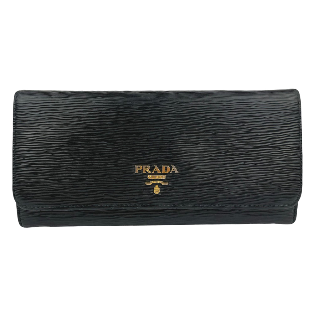 PRADA Saffiano Black Purse Wallet LHQ344