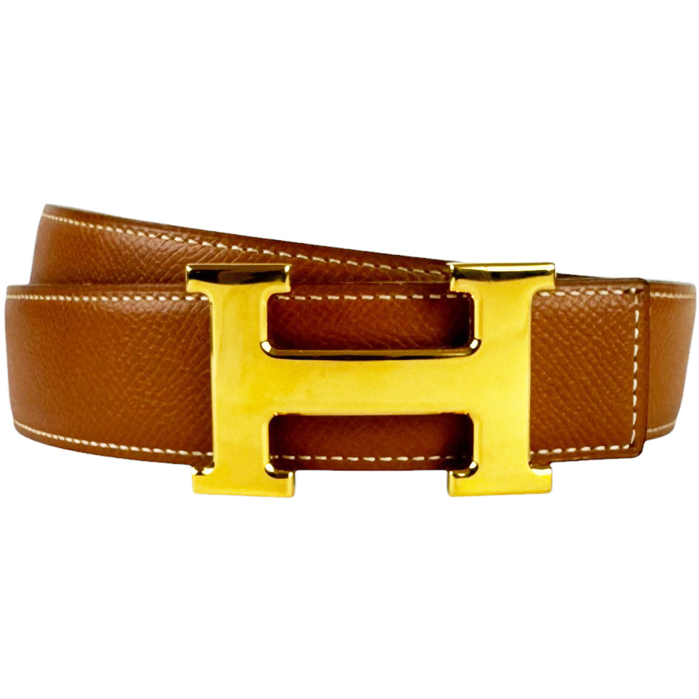 HERMES H Buckle Reversible Brown Belt Size 80 LHQ347