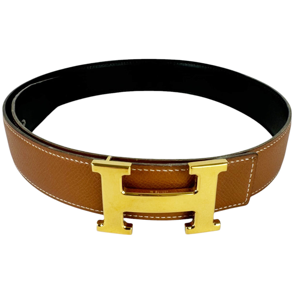 HERMES H Buckle Reversible Brown Belt Size 80 LHQ347