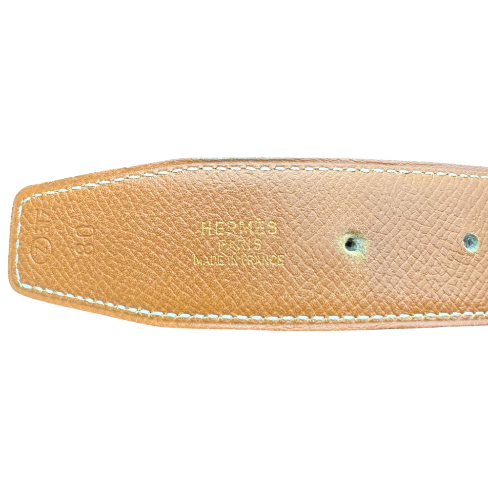 HERMES H Buckle Reversible Brown Belt Size 80 LHQ347