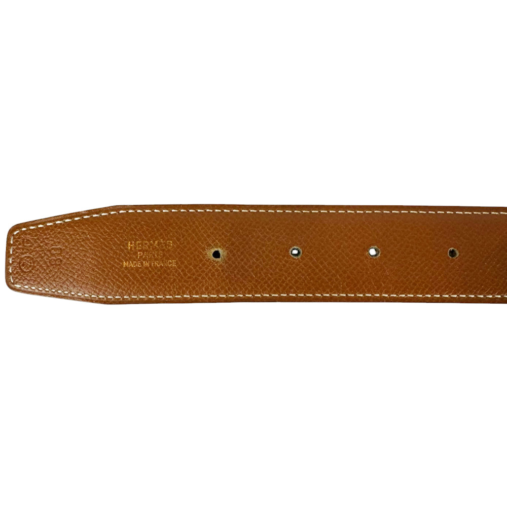 HERMES H Buckle Reversible Brown Belt Size 80 LHQ347