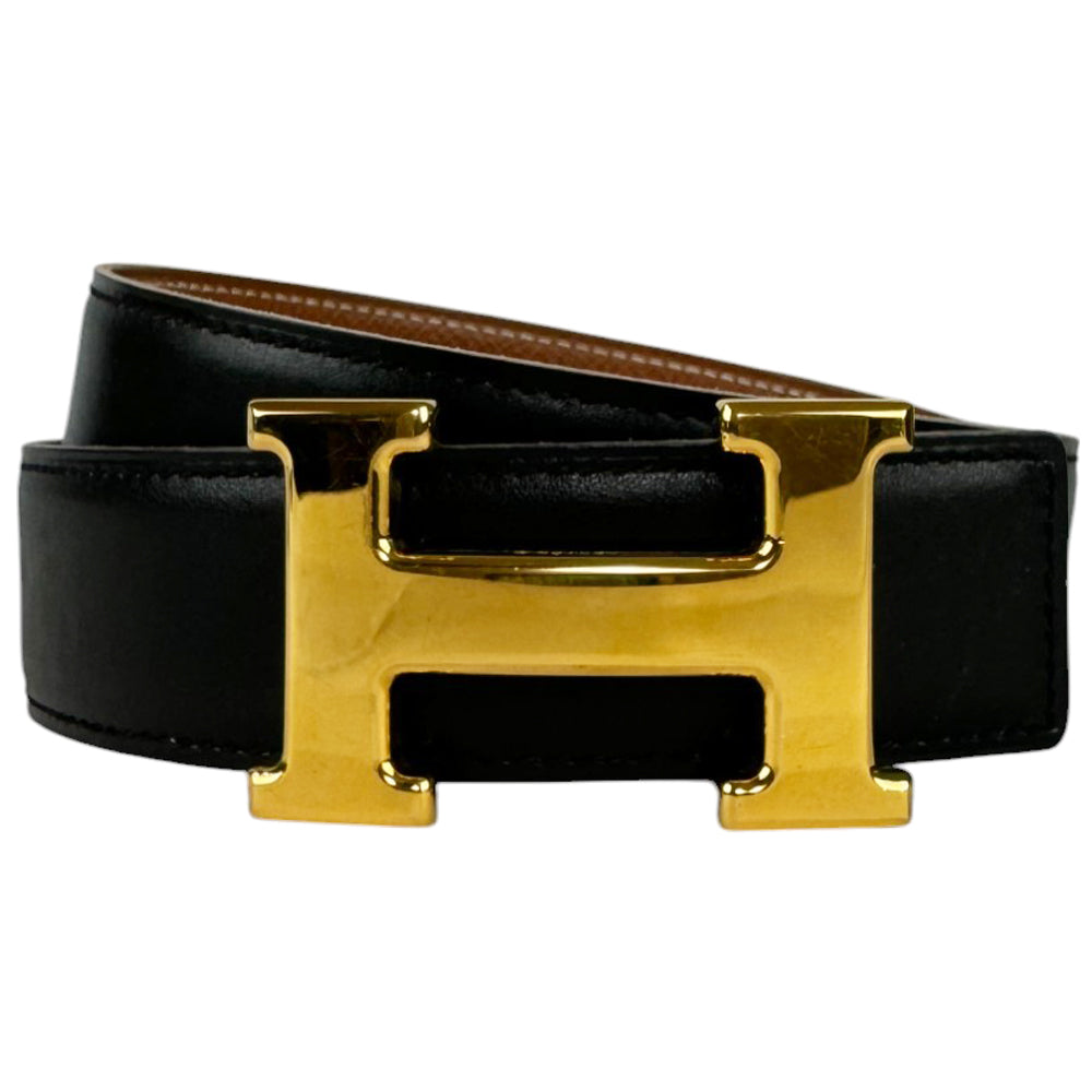 HERMES H Buckle Reversible Black Belt Size 70 LHQ348