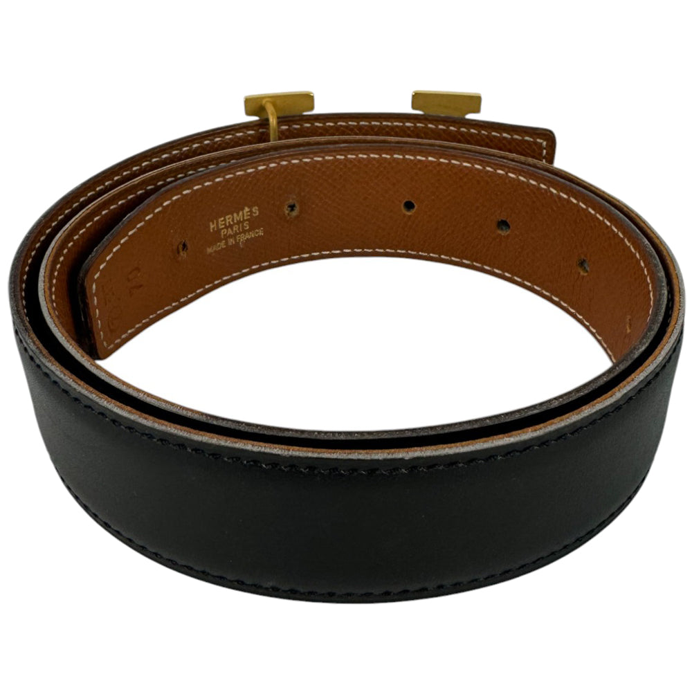 HERMES H Buckle Reversible Black Belt Size 70 LHQ348