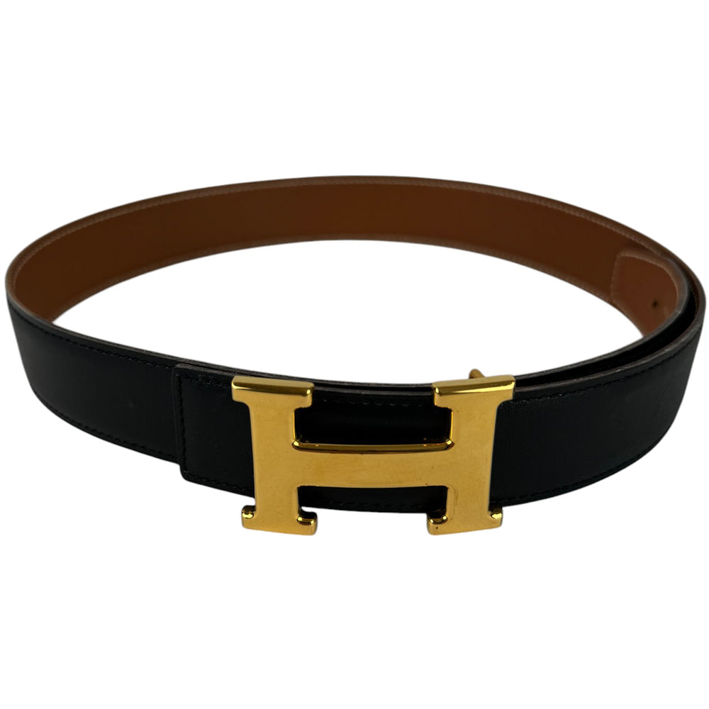 HERMES H Buckle Reversible Black Belt Size 70 LHQ348