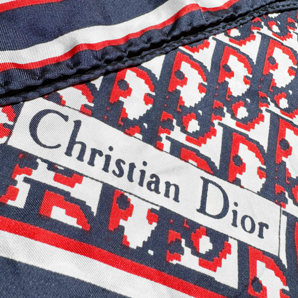 CHRISTIAN DIOR Red & Navy Trotter Shawl Scarf LHQ349