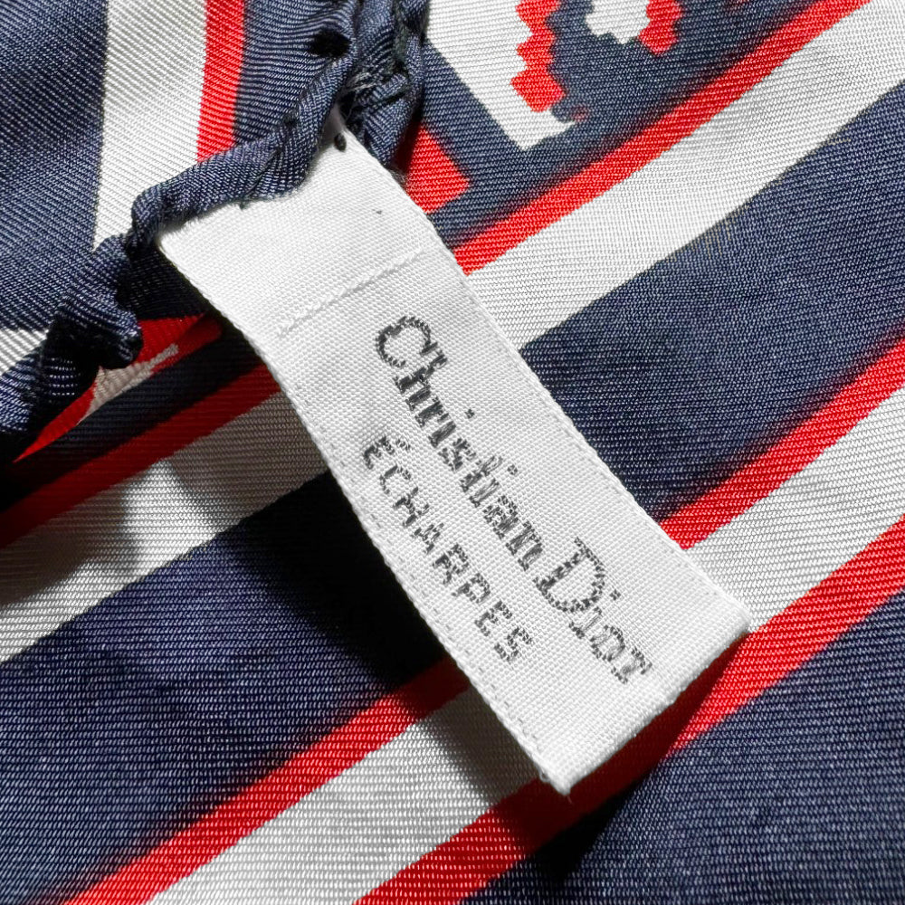 CHRISTIAN DIOR Red & Navy Trotter Shawl Scarf LHQ349