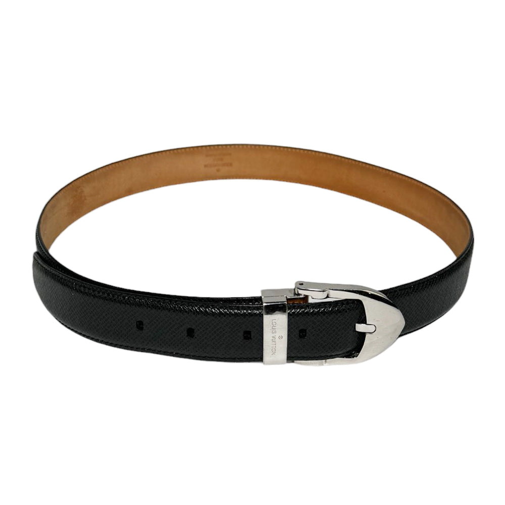 LOUIS VUITTON Mens Black Leather Belt Size 85-(34W) LHQ35