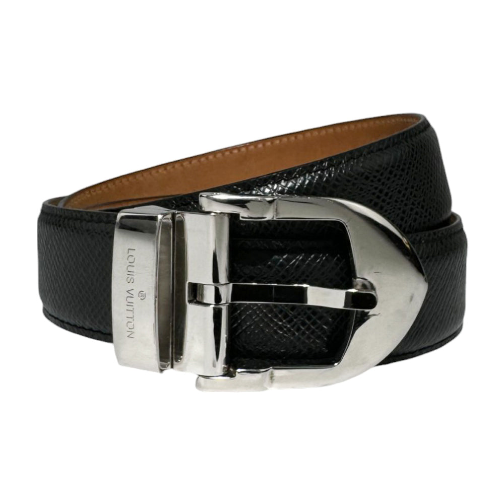 LOUIS VUITTON Mens Black Leather Belt Size 85-(34W) LHQ35