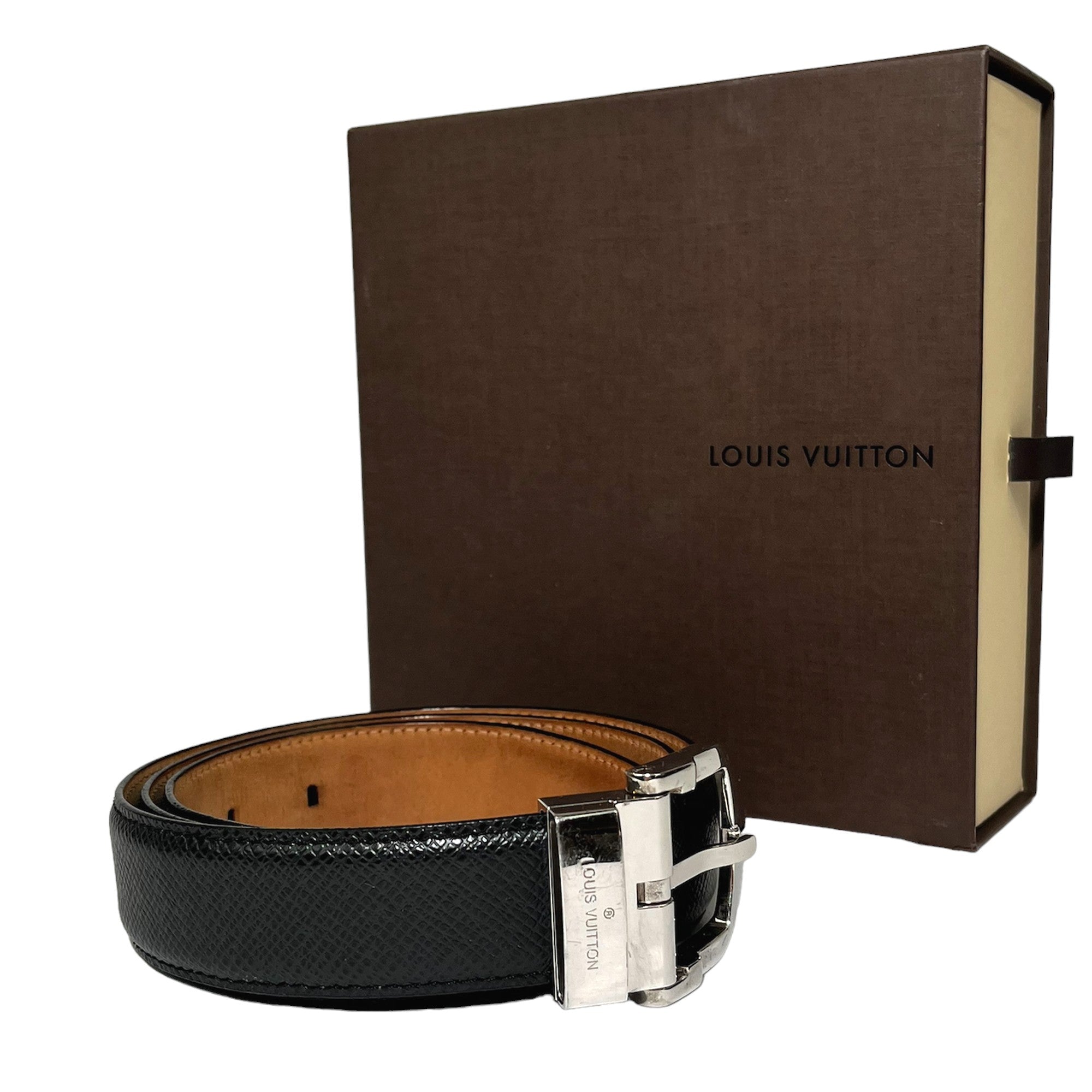 LOUIS VUITTON Ceinture en cuir noir pour homme Taille 85-(34W) LHQ35