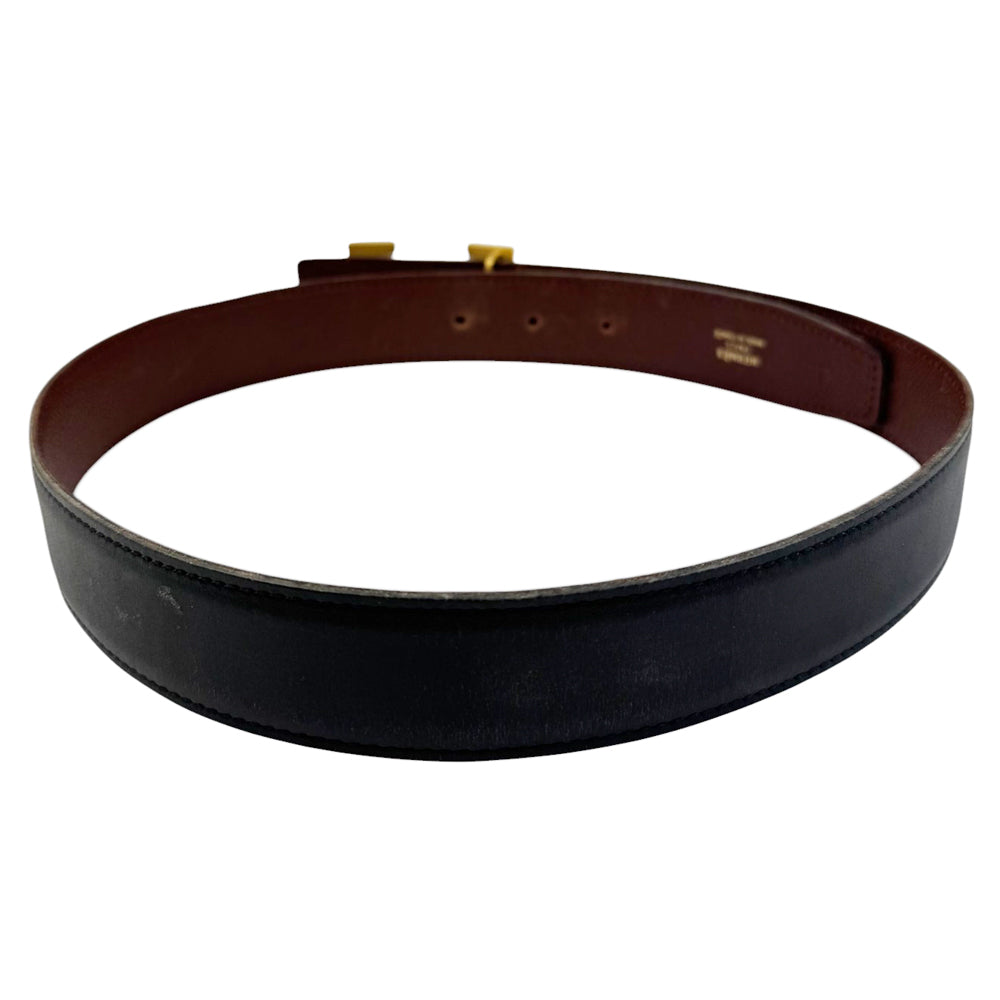 HERMES H Buckle Reversible Black Belt Size 70 LHQ352