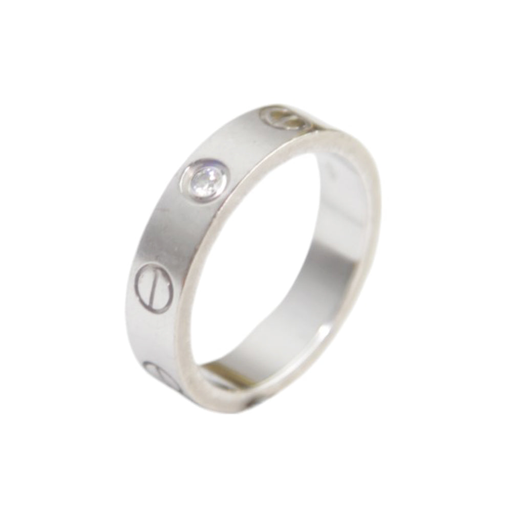 CARTIER Diamond White Gold Love Ring Size H LHQ354