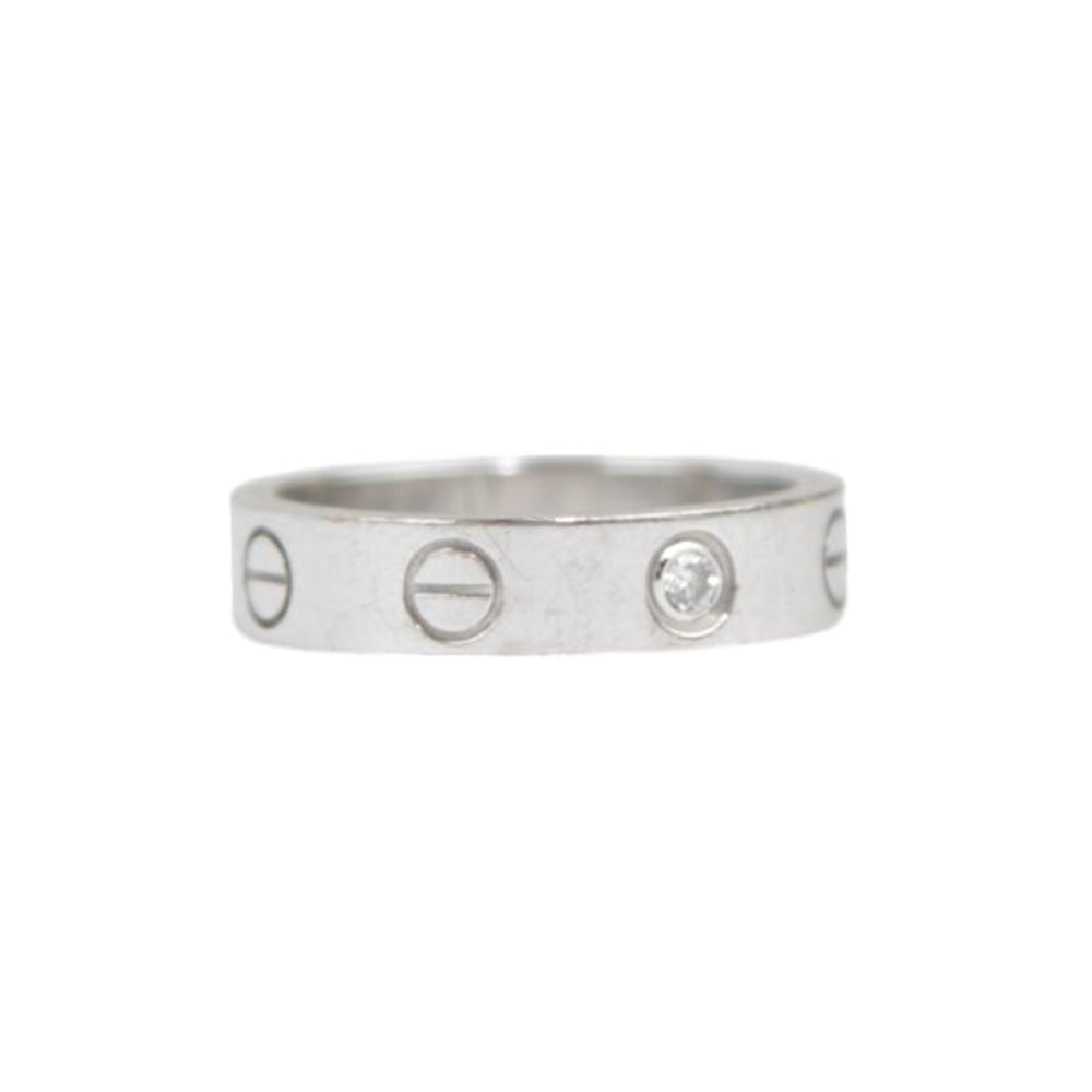 CARTIER Diamond White Gold Love Ring Size H LHQ354