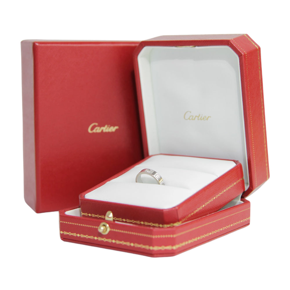 CARTIER Diamond White Gold Love Ring Size H LHQ354