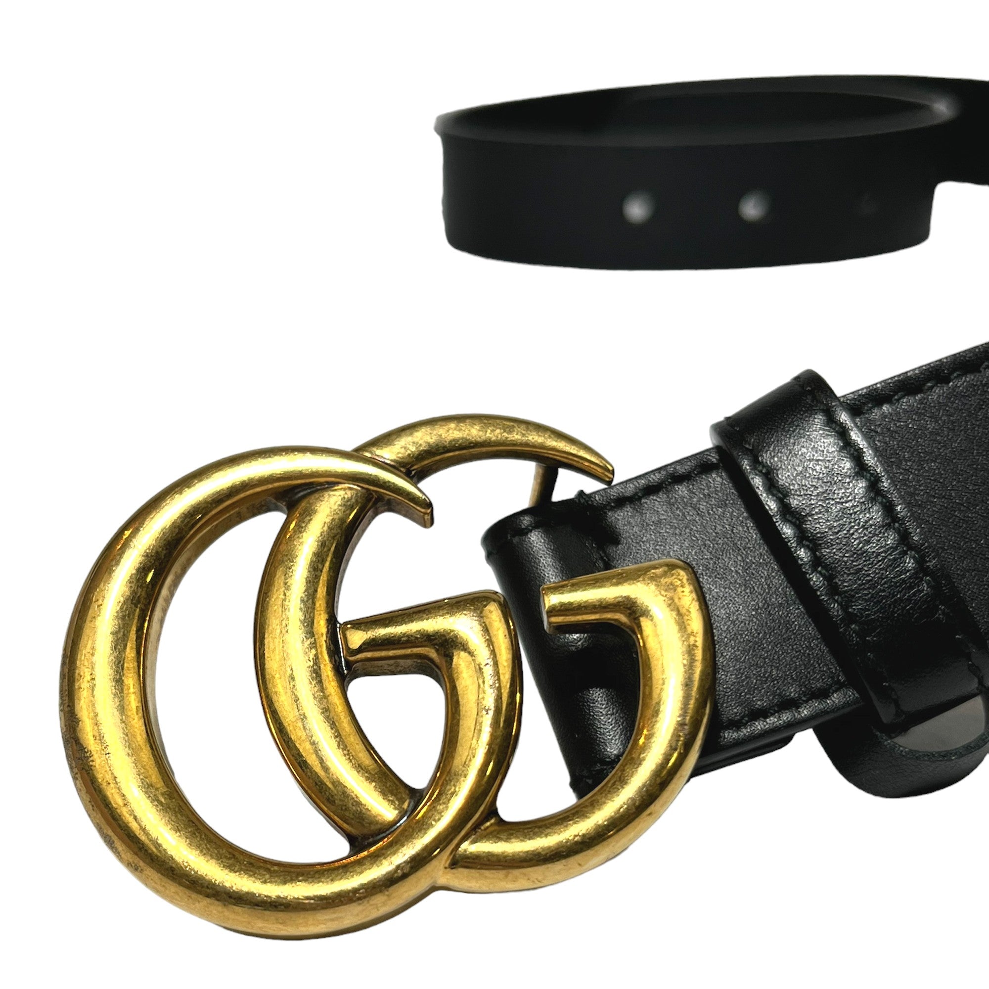 GUCCI GG Kleine Schnalle Schwarz Marmont Gürtel Größe 75 LHQ38