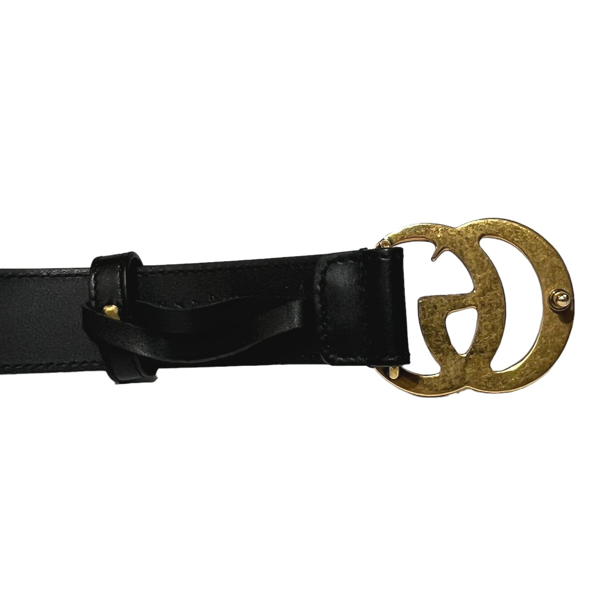 GUCCI GG Small Buckle Black Marmont Belt Size 75 LHQ38