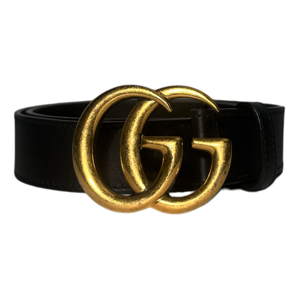 GUCCI GG Kleine Schnalle Schwarz Marmont Gürtel Größe 75 LHQ38