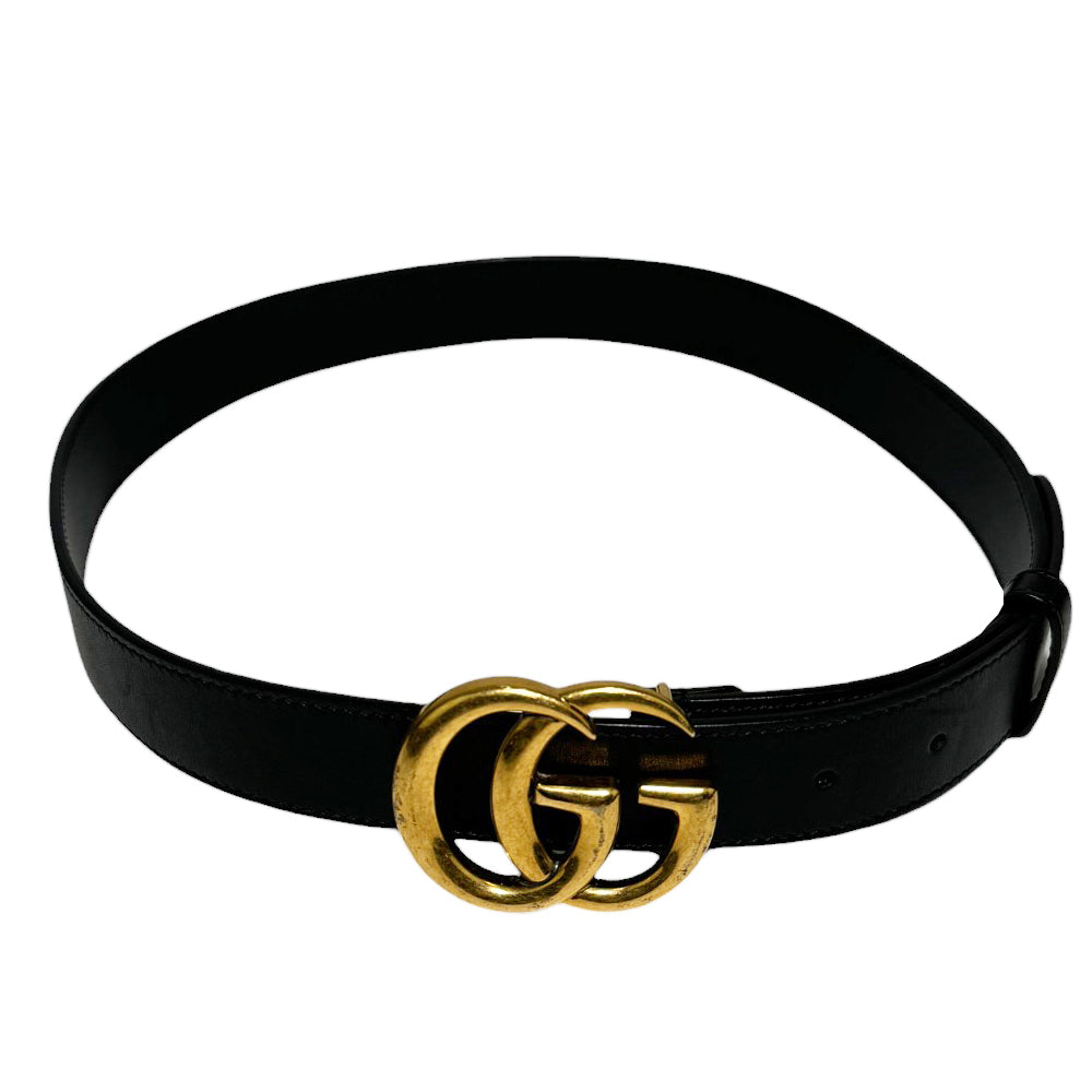 GUCCI GG Cintura con fibbia piccola in nero Marmont Taglia 75 LHQ38