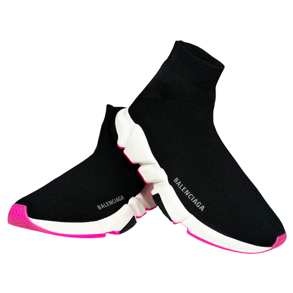 BALENCIAGA Black/Pink Speed Sock Trainer Size 7 UK LHQ381