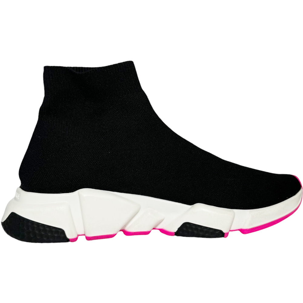 BALENCIAGA Black/Pink Speed Sock Trainer Size 7 UK LHQ381