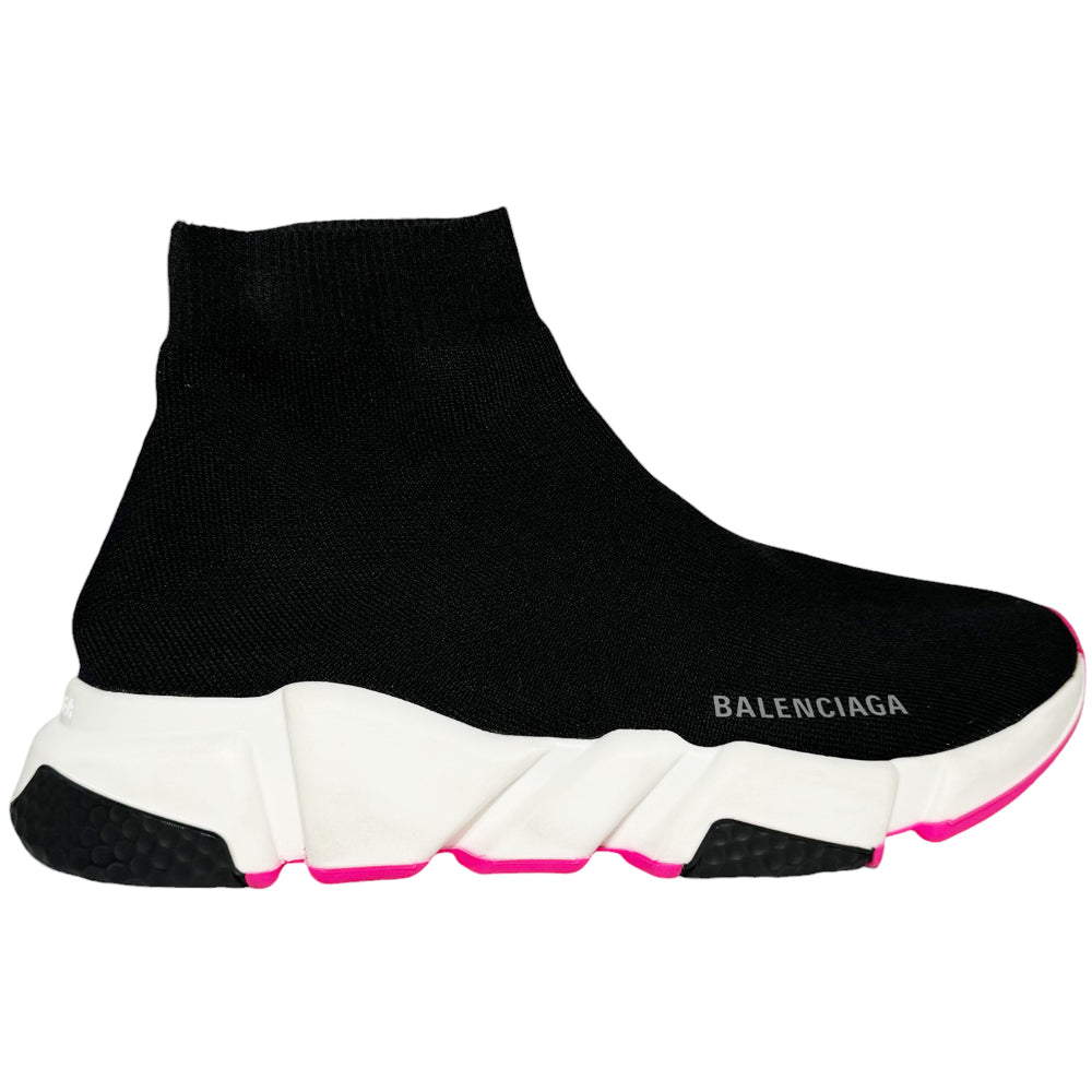 BALENCIAGA Black/Pink Speed Sock Trainer Size 7 UK LHQ381