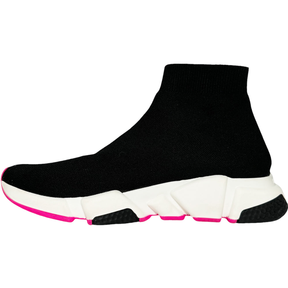 BALENCIAGA Black/Pink Speed Sock Trainer Size 7 UK LHQ381