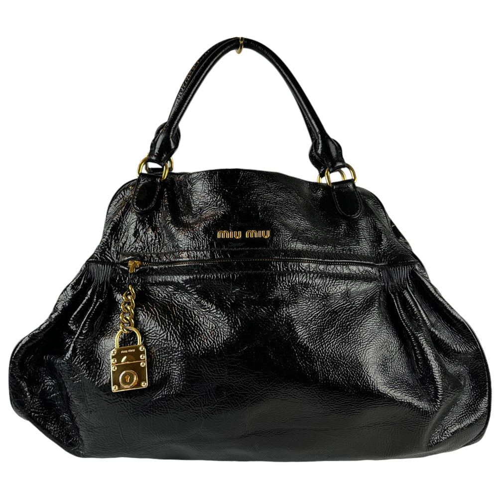 MIU MIU Black Patent Leather Shoulder Bag LHQ385