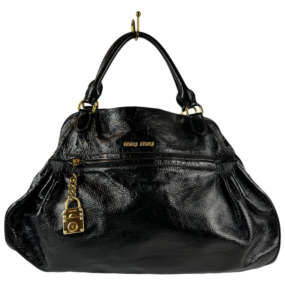 MIU MIU Black Patent Leather Shoulder Bag LHQ385