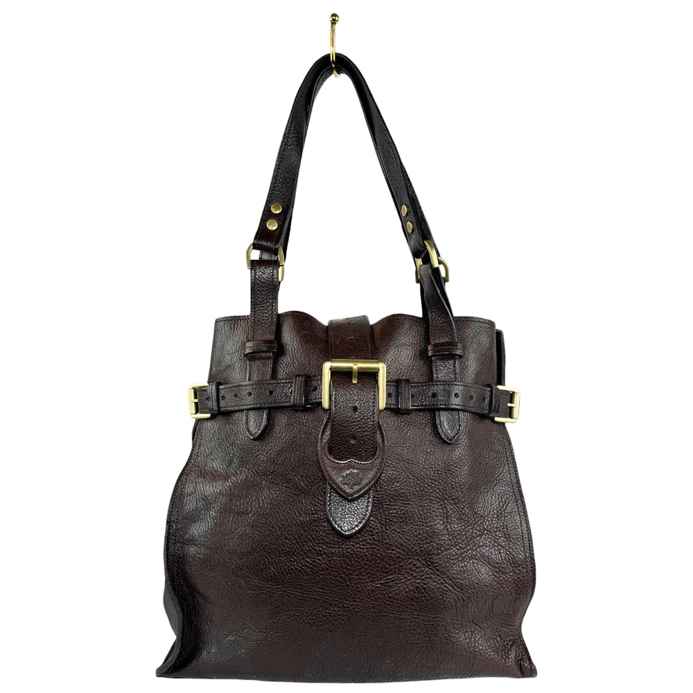 MULBERRY Elgin Brown Leather Tote Shoulder Bag LHQ388