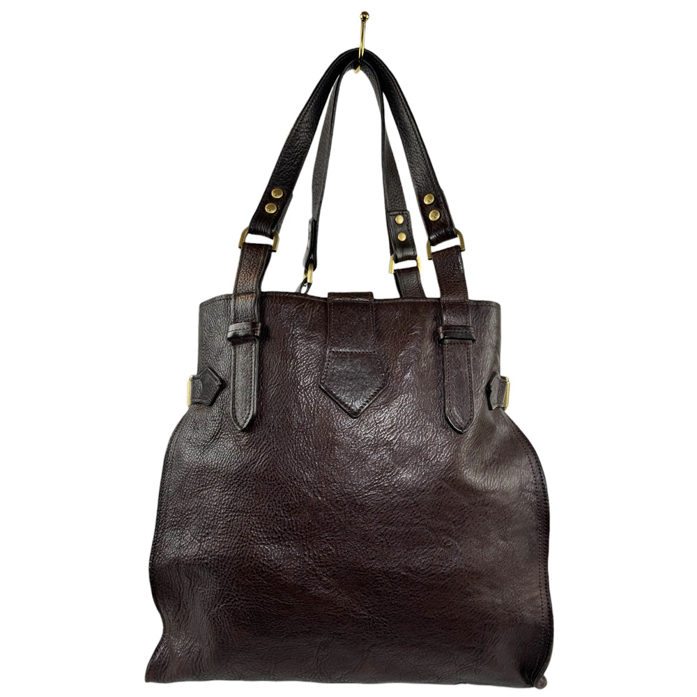 MULBERRY Elgin Brown Leather Tote Shoulder Bag LHQ388