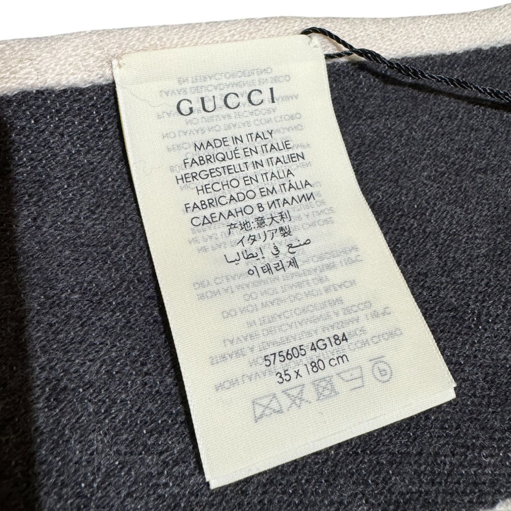 GUCCI GG Black/Brown Wool Scarf LHQ392