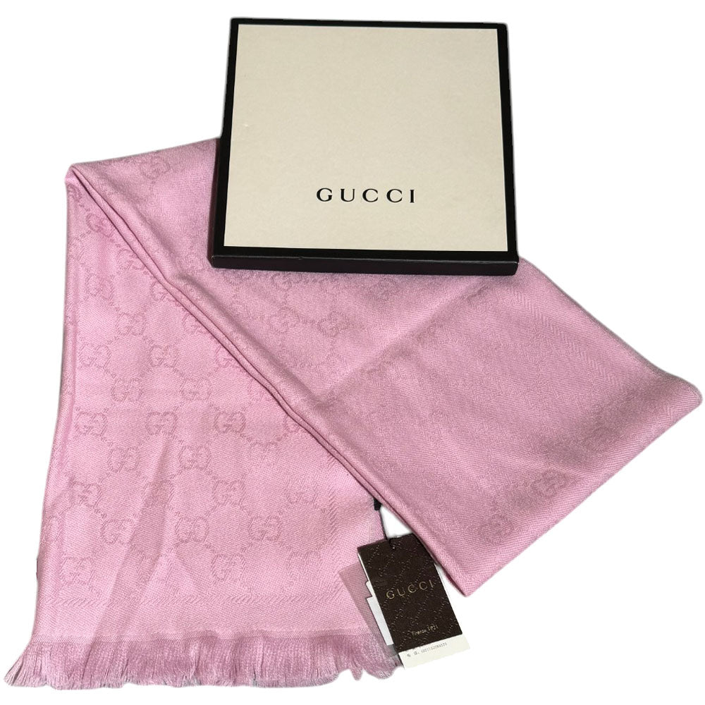 GUCCI GG Womens Pink Wool Scarf LHQ393