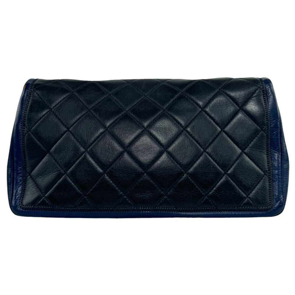 CHANEL Bicolour Lambskin Black/Navy Shoulder Bag LHQ396