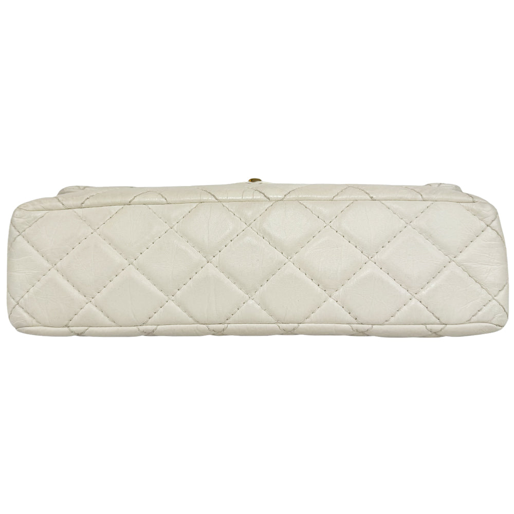 CHANEL Quilted White Leather Flap Shoulder Bag LHQ417