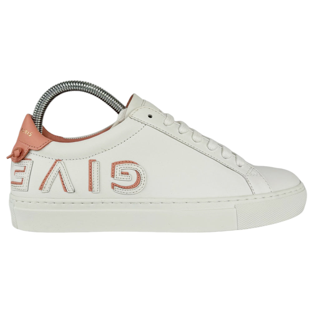 GIVENCHY White/Pink Reverse Logo Trainers Size 4 UK LHQ419