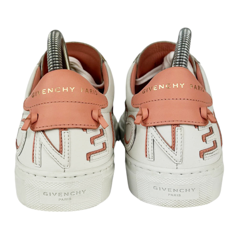 GIVENCHY White/Pink Reverse Logo Trainers Size 4 UK LHQ419