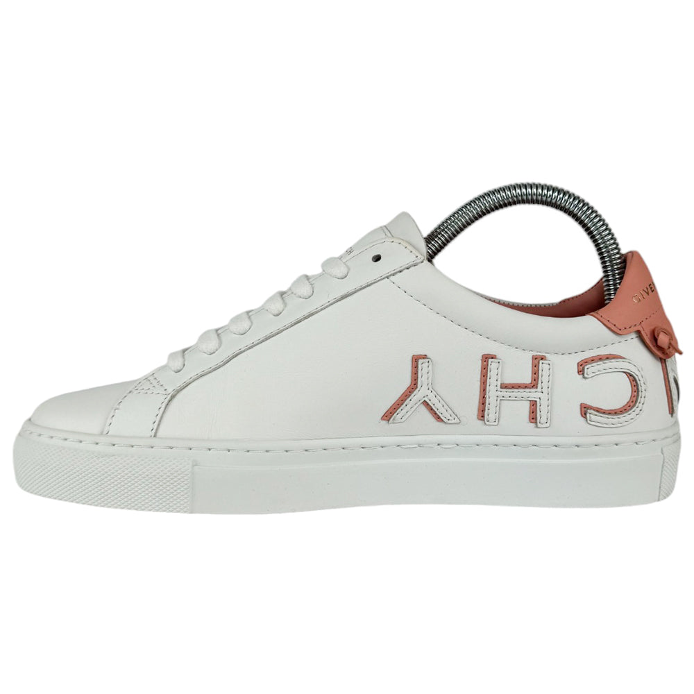 GIVENCHY White/Pink Reverse Logo Trainers Size 4 UK LHQ419