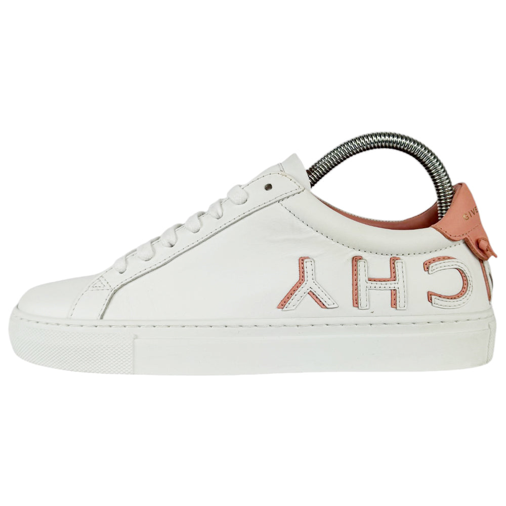 GIVENCHY White/Pink Reverse Logo Trainers Size 4 UK LHQ419