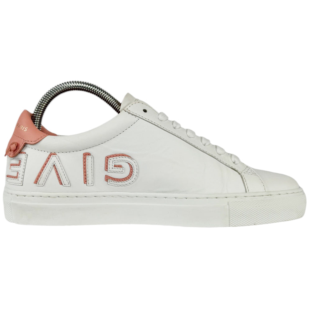 GIVENCHY White/Pink Reverse Logo Trainers Size 4 UK LHQ419