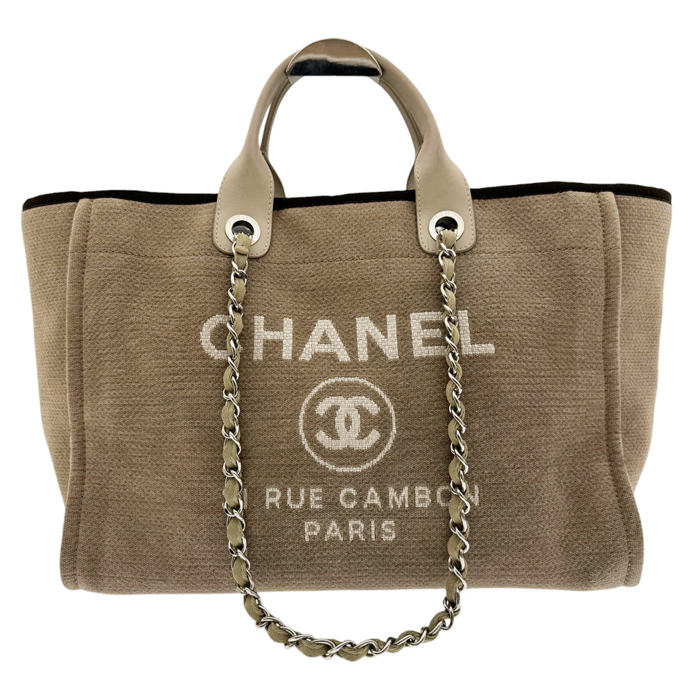 CHANEL Deauville Large Beige Tote Shoulder Bag LHQ420