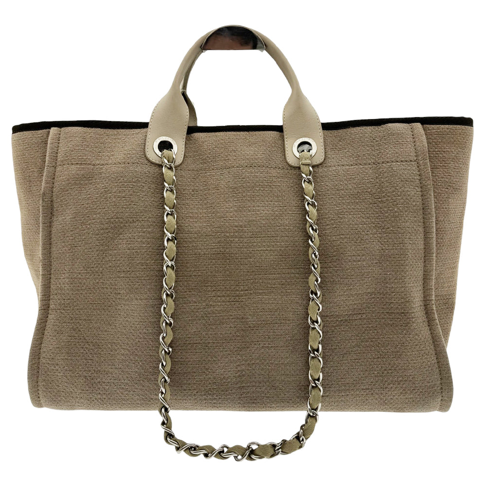 CHANEL Deauville Large Beige Tote Shoulder Bag LHQ420