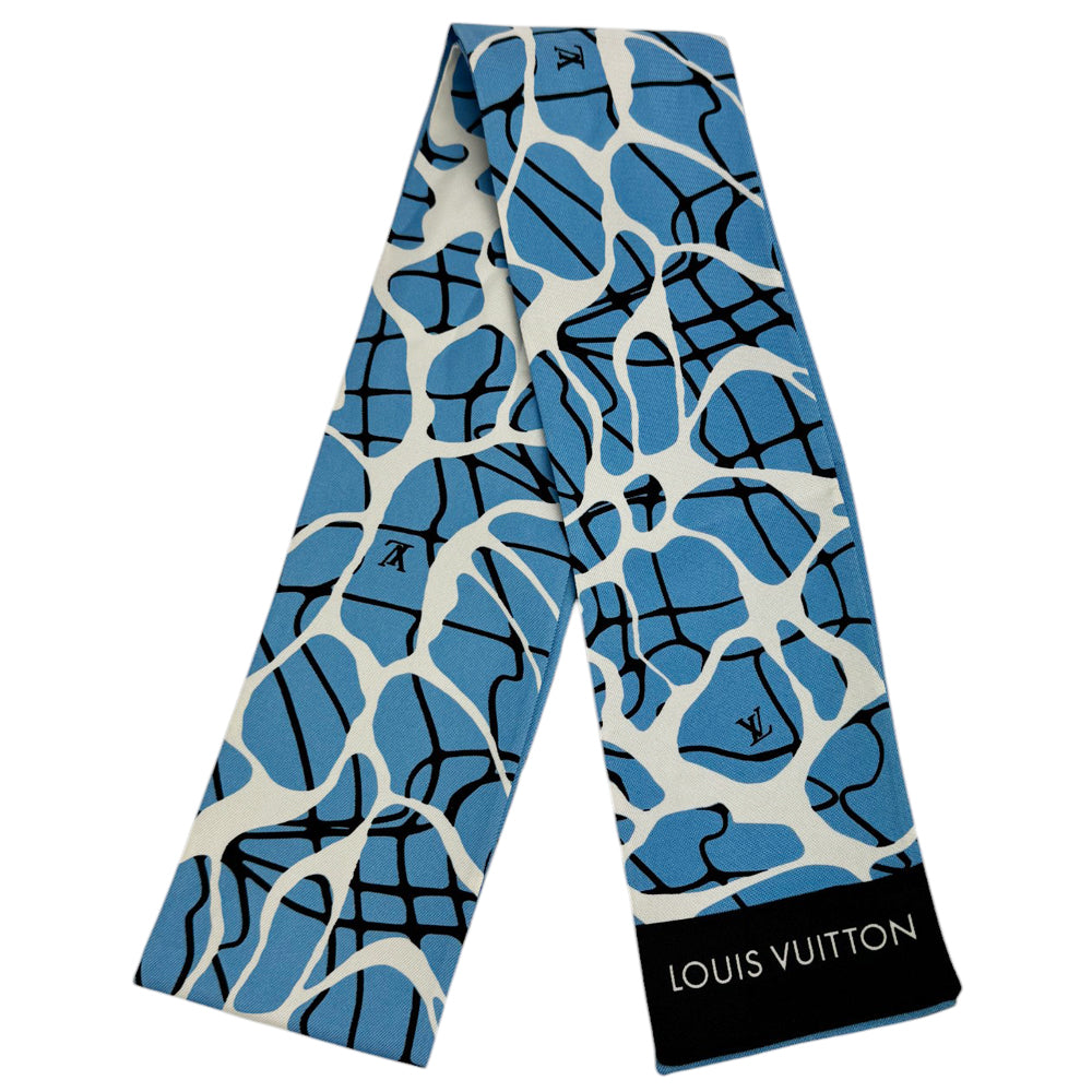 LOUIS VUITTON Silk Bandeau Aqua Bleu Monogram Scarf LHQ425