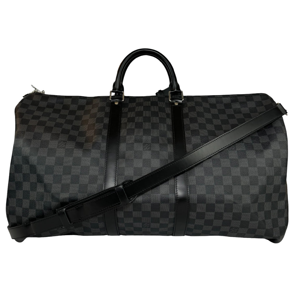 LOUIS VUITTON Keepall Bandouliere 55 Daimer Graphite With Strap LHQ447