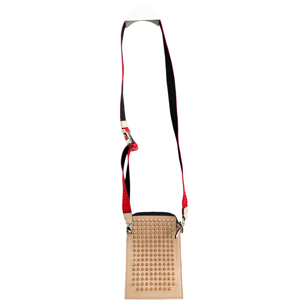 CHRISTIAN LOUBOUTIN Studded Crossbody Phone Pouch Cream LHQ454