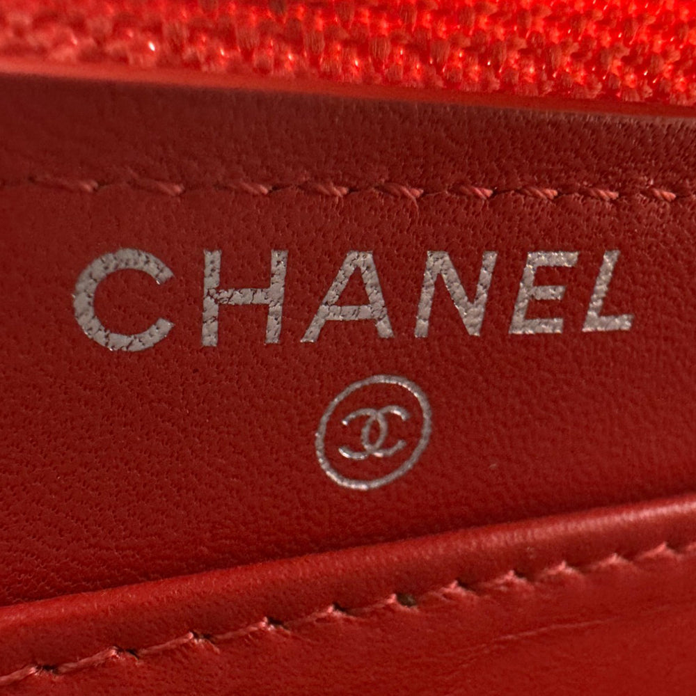 CHANEL Bi-Fold Zip-Around Long Orange Purse Wallet LHQ457