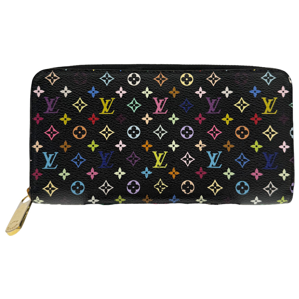 LOUIS VUITTON Takashi Murakami Black Zippy Wallet Purse LHQ460