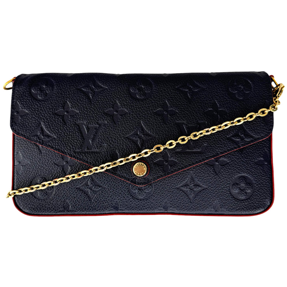 LOUIS VUITTON Pochette Felicie Empreinte Monogram Navy Shoulder Bag LHQ473