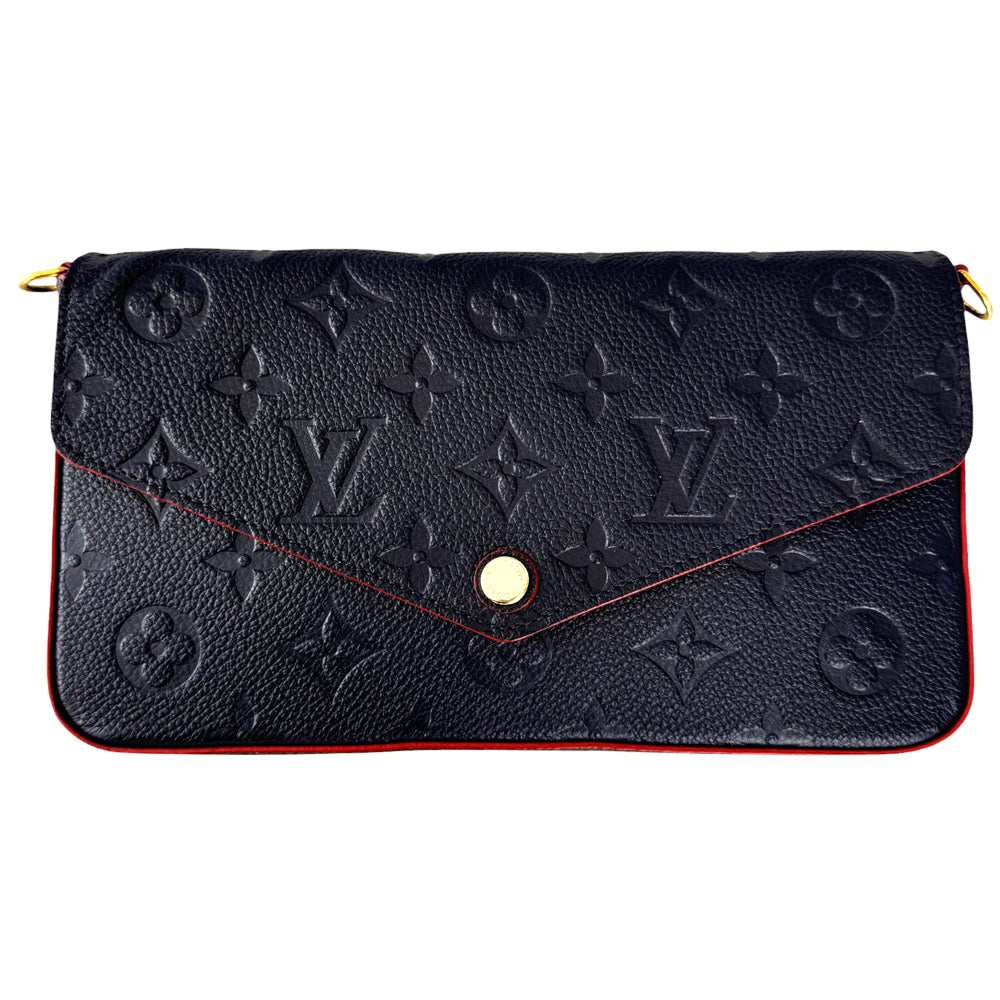 LOUIS VUITTON Pochette Felicie Empreinte Monogram Navy Shoulder Bag LHQ473