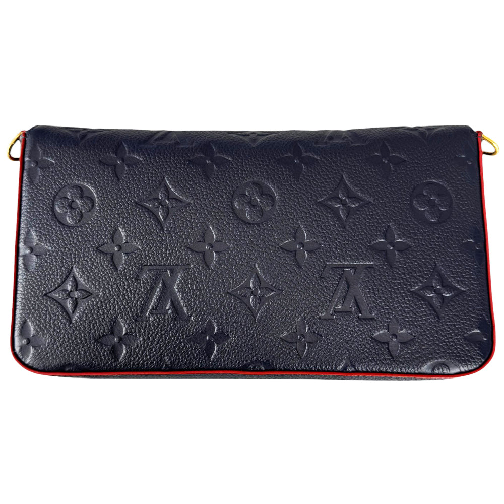 LOUIS VUITTON Pochette Felicie Empreinte Monogram Navy Shoulder Bag LHQ473