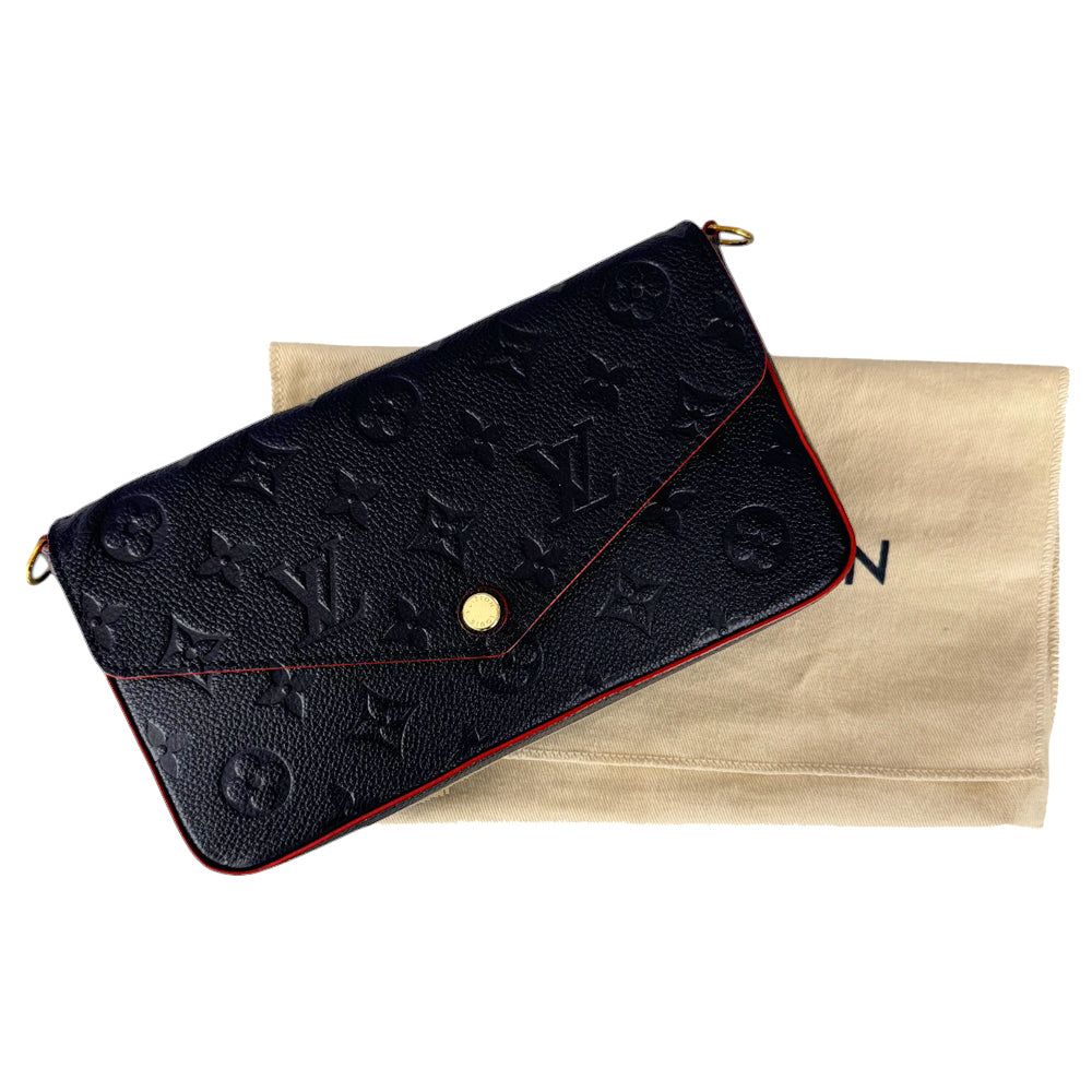 LOUIS VUITTON Pochette Felicie Empreinte Monogram Navy Shoulder Bag LHQ473