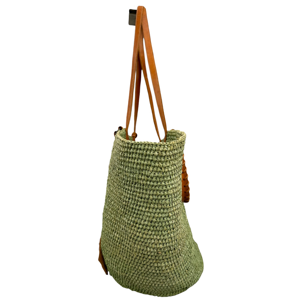 BALENCIAGA Raffia Green Tote Bag LHQ477